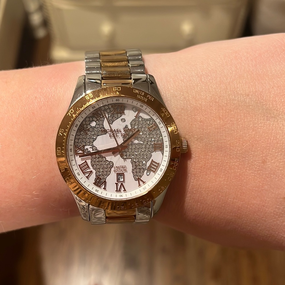 Limited Special Edition Michael Kors Continents / Globe / World Two-Tone watch